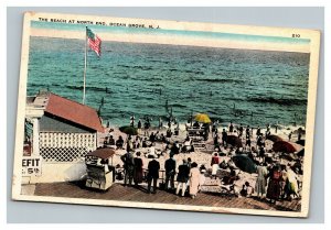 Vintage 1924 Colorized Photo Postcard Beach at North End Ocean Grove New Jersey