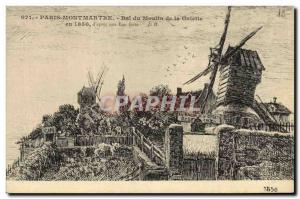 Postcard Old Windmill Paris Montmartre Bal du moulin de la Galette in 1850