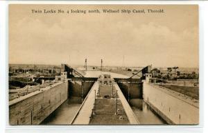 Twin Locks No 4 Welland Ship Canal Thorold Ontario Canada postcard