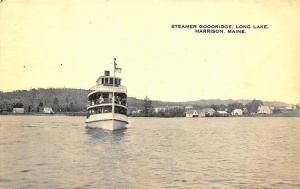 Harrison ME Steamer Goodridge on Long Lake Shorefront Postcard