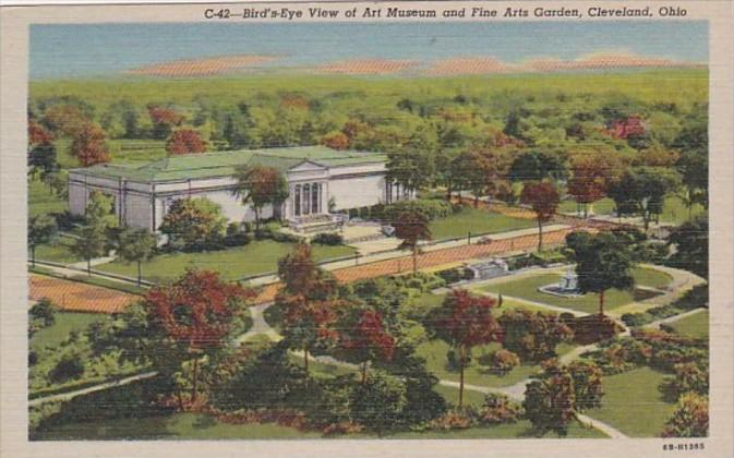 Ohio Cleveland Birds Eye View Of Art Museum and Fine Arts Garden Curteich