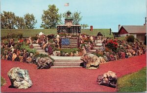 Petersen Rock Garden & Museum Oregon USA Flag God Bless America Postcard G94