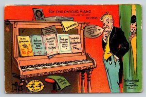 1908 Leap Year Postcard Piano Proposal Comic Humor Romance Music