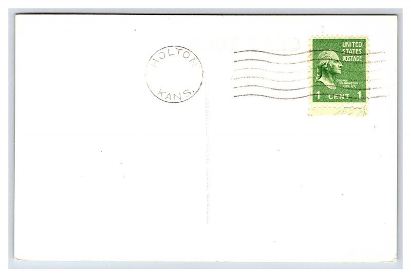 Postcard Post Office Holton Kansas Antique Automobile