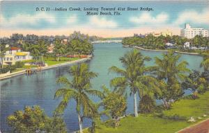 Miami Beach Florida~Indian Creek Looking @ 41st Street Bridge~1940s Linen Pc