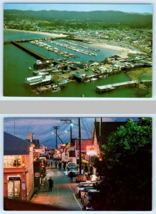 2 Postcards MONTEREY, California CA ~Aerial FISHERMAN'S WHARF Street Scene 1960s