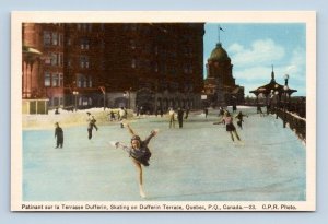 Ice Skating on Dufferin Terrace Quebec City PQ Canada UNP Unused WB Postcard B14