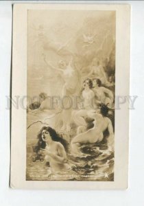 440037 LA LYRE LALYRE Nude Nymph MERMAID Lyre Dolphin Gull SALON 1908 year