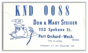 Postcard QSL Radio Card From Port Orchard Wash. Washington KND 0088