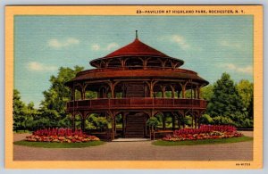 Pavilion At Highland Park, Rochester New York, Vintage 1934 Linen Postcard, NOS