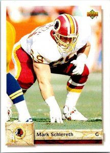 1992 Upper Deck Football Card Mark Schlereth Washington Redskins sk21429