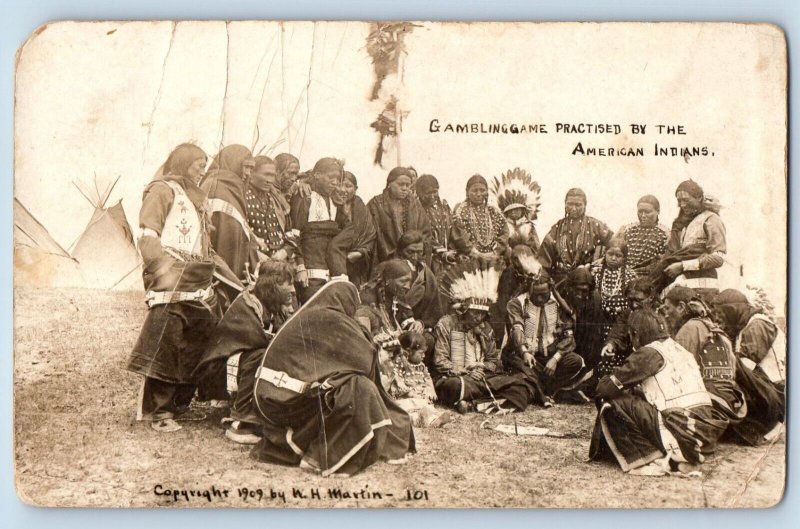 Hinton OK Postcard RPPC Photo Gambling Game Practised By The American Indians