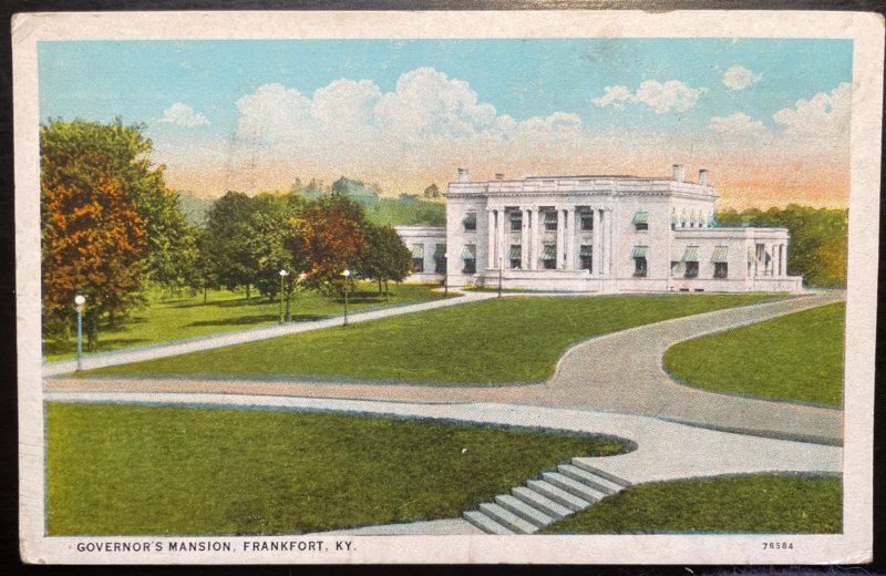 Vintage Postcard 1919 Governor's Mansion, Frankfort, Kentucky