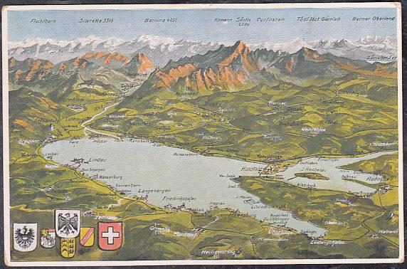 Switzerland Lake Constance Aerial View of Region Post Card 