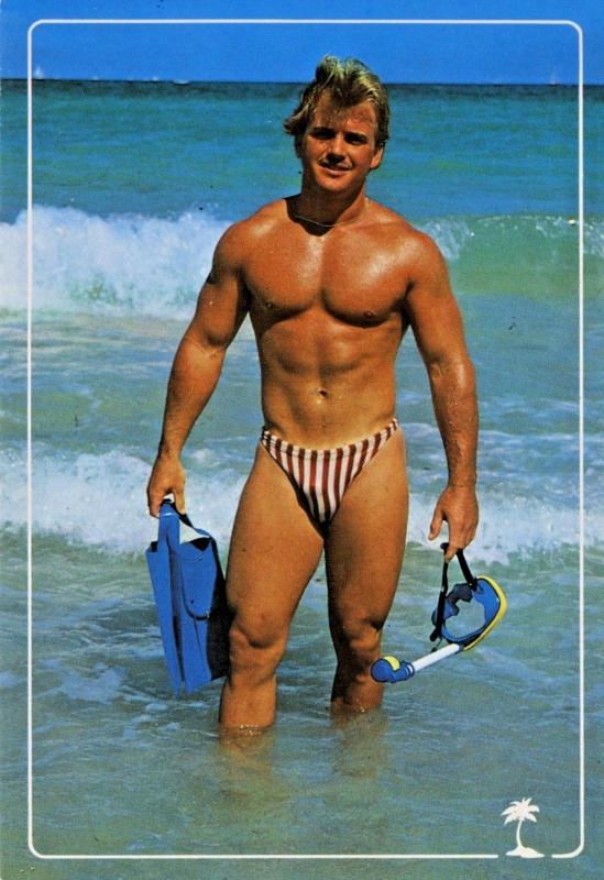 Catch Of The Day FL Florida Man At Beach Ocean Hunk Unused Vintage Postcard D22