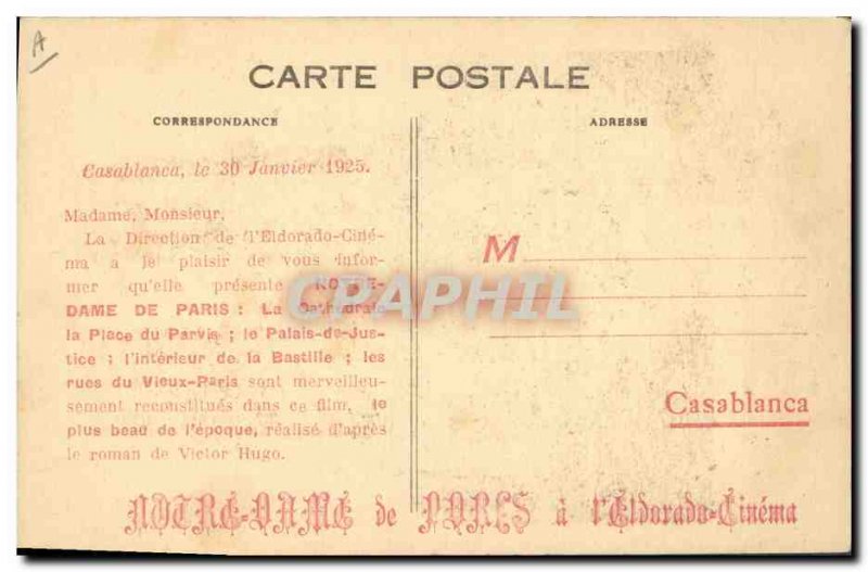 Old Postcard Cinema Notre Dame de Paris Victor Hugo