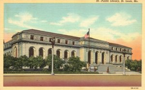 Vintage Postcard 1930's Public Library St. Louis MO Missouri Central Building