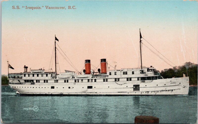 SS 'Iroquois' Ship Vancouver BC Postcard G43