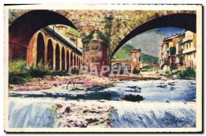 Old Postcard Sospel The Bevera and the Old Bridge