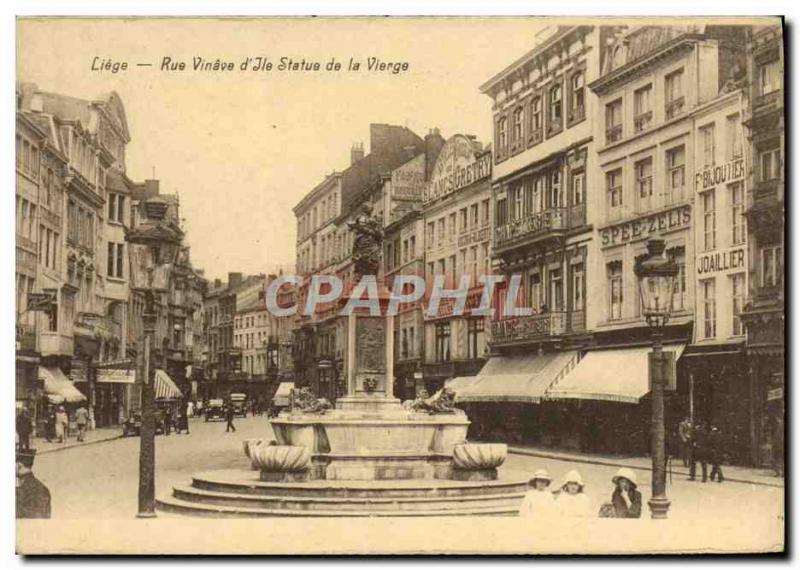 Old Postcard Liege Street Vinave D & # 39Ile Statue Of Virgin Jeweler Jeweler...