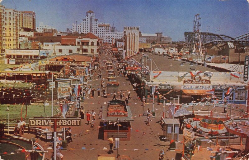 1950's Ferris Wheel Roller-Coaster Long Beach PIKE Fun Area Ca. Postcard 2R3-199