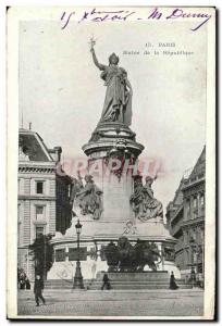 Old Postcard Paris Statue of Lion Republic