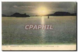 Old Postcard Marseille the castle of Yew and the islands of Friuli sunset Sun
