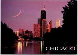 VINTAGE CONTINENTAL SIZE POSTCARD THE JOHN HANCOCK CENTER SEEN FROM LINCOLN PARK