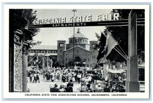 c1920 California State Fair Agriculture Building Crowd Sacramento CA Postcard