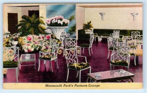 OCEANPORT, NJ ~ MONMOUTH PARK Race Track Club House PARTERRE LOUNGE Postcard