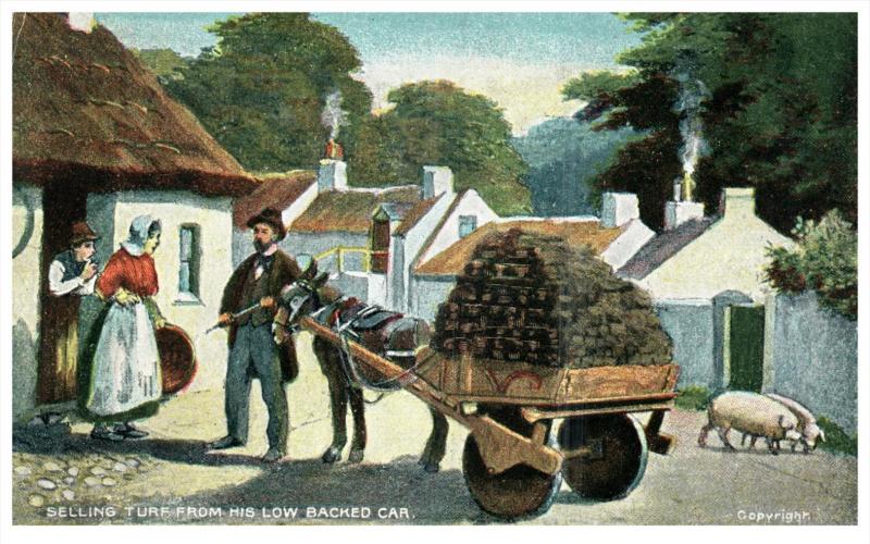 15015   Irish Life     Selling Turf from Cart to Villagers