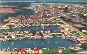 USA Air View Street Lagoons Ocean City New Jersey Linen Postcard 05.26