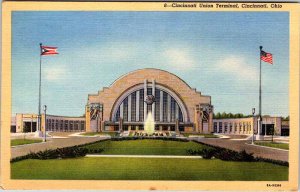 Postcard TRAIN STATION SCENE Cincinnati Ohio OH AK4633