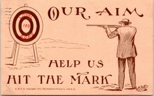 Postcard Marksman and target - Our Aim Help Us Hit the Mark - Loyal Sons