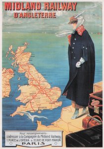 Midland Railway Paris 1900 Old Map Advertising Poster Postcard
