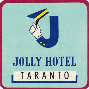 Italy Taranto Jolly Hotel Vintage Luggage Label sk2289