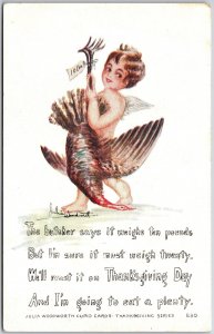Baby With Turkey Thanksgiving Day Greetings Wishes Card Postcard