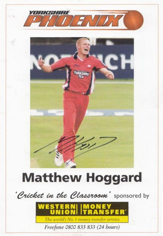 Matthew Hoggard Yorkshire Phoenix Team Hand Signed Cricket Photo