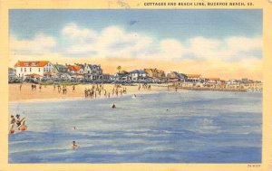 Buckroe Beach Virginia Cottages & Beach Line, Color Linen Vintage PC U10578