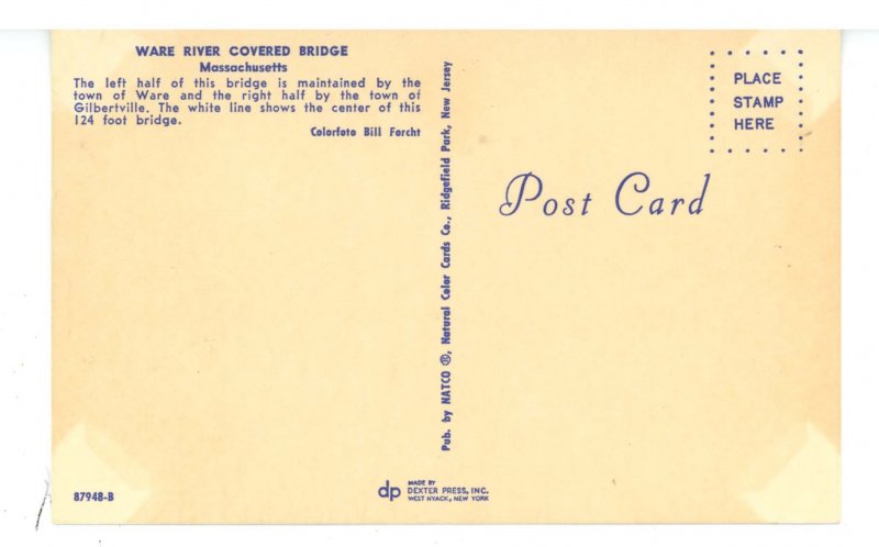 MA - Ware-Gilbertsville. Ware River Covered Bridge