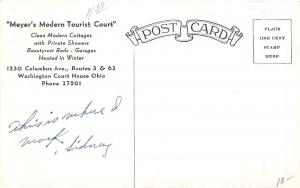 A37/ Washington Court House Ohio Postcard c1940s Meyer's Modern Tourist Court