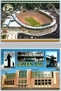2 Postcards GREEN BAY PACKERS, Wisconsin WI ~ Football LAMBEAU FIELD  4x6