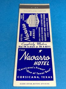 Matchbook Cover - Navarro Hotel Corsicana TX Texas MB160