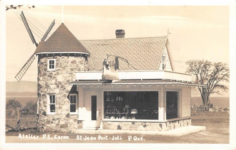 RPPC Atelier P.E. Caron St.-Jean-Port-Joli Canada Wood Carver Vintage Postcard