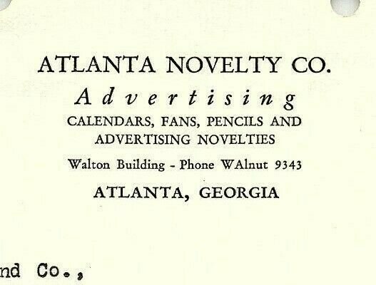 1941 Atlanta Novelty Co Atlanta GA Advertising Calendars Fans Pencils Fans 5-122
