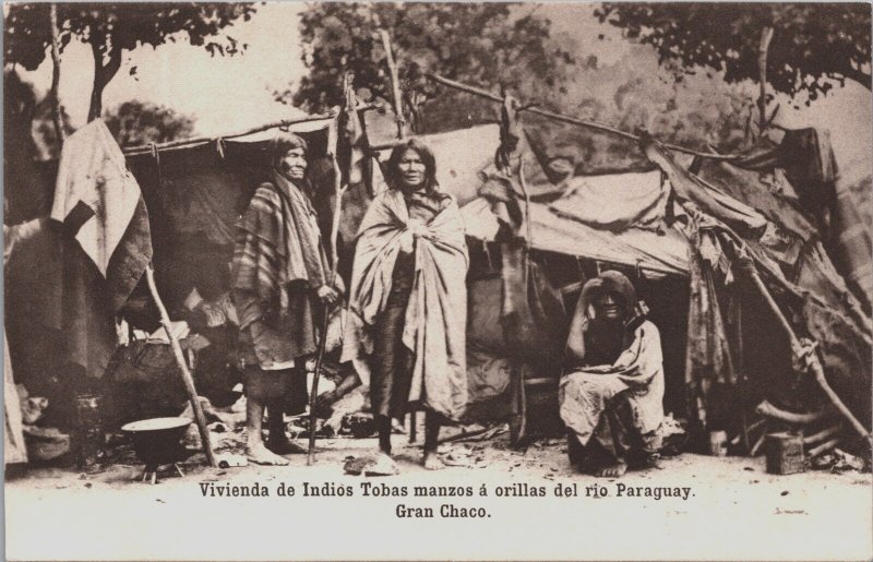 Paraguay Gran Chaco Vivienda de Indios Tobas Mansos Indians Postcard C138