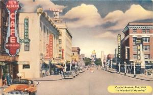 Autos Capitol Avenue Cheyenne Wyoming 1956 Postcard Kropp 12215