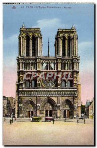 Old Postcard Paris L & # 39Eglise Notre Dame Facade