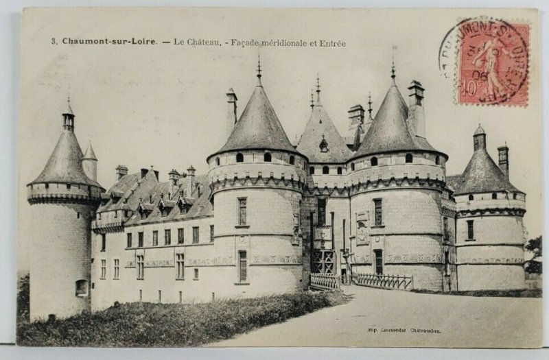 France Chateau-sur-Loire 1906 to Paris Postcard Q1