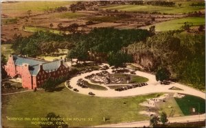 Postcard CT Norwich Inn & Golf Course Route 32 Aerial View Collotype 1940s V52